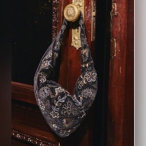 Free People Embroidered Black and Gold Women's Bag NWT